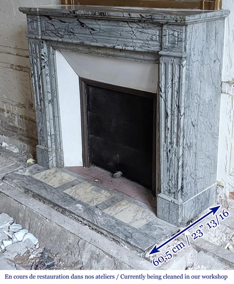 Small Louis XVI fireplace in Bleu Fleuri marble-5