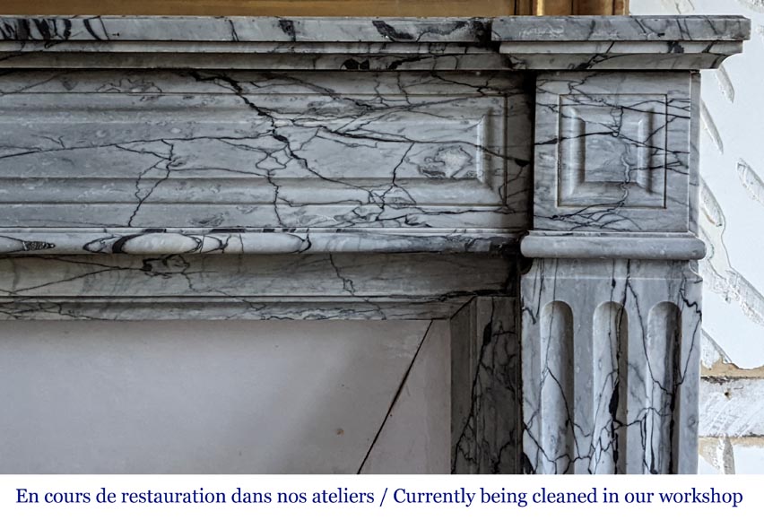 Small Louis XVI fireplace in Bleu Fleuri marble-6