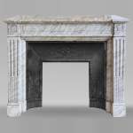 Small Louis XVI style mantel in veined Carrara marble