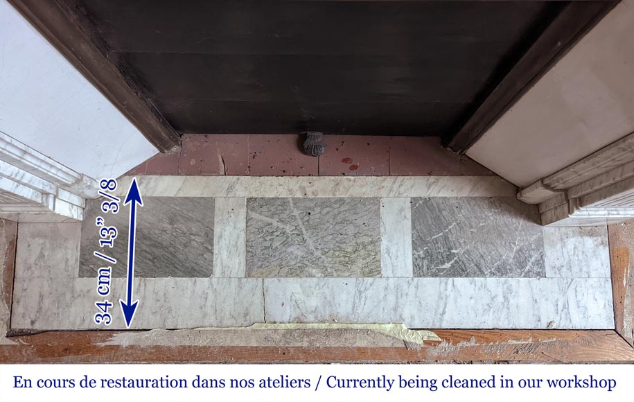 Small Louis XVI style mantel in veined Carrara marble-8