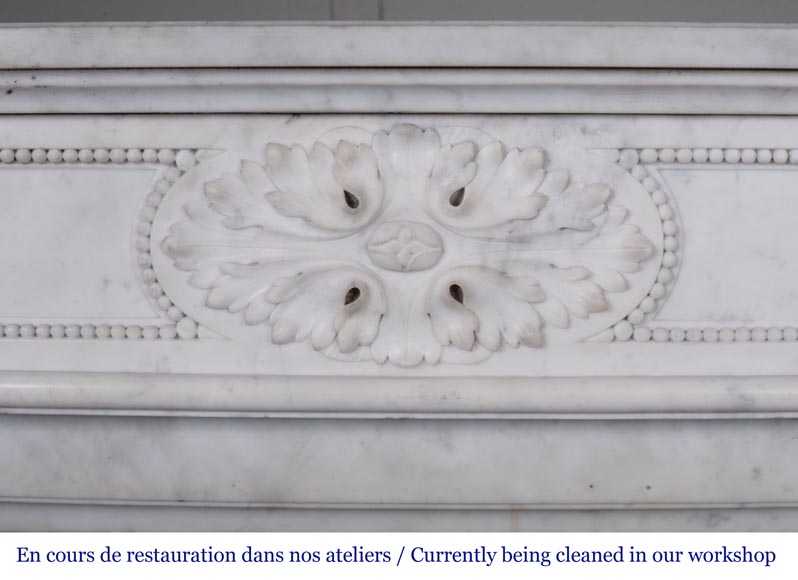 Louis XVI style fireplace with acanthus leaves carved in Carrara marble-1