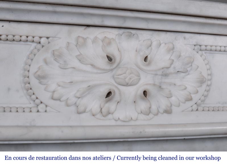 Louis XVI style fireplace with acanthus leaves carved in Carrara marble-2