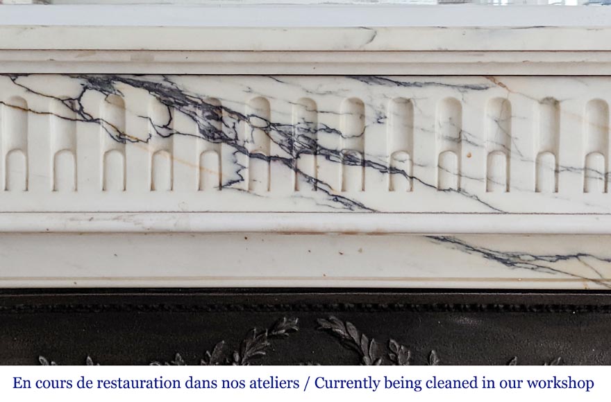 Louis XVI style mantel with rudentures in Paonazzo marble-1