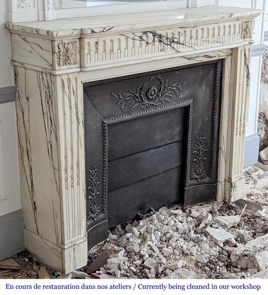 Louis XVI style mantel with rudentures in Paonazzo marble-2