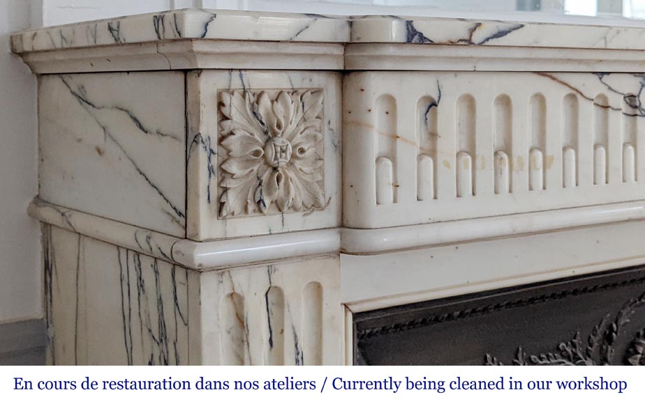 Louis XVI style mantel with rudentures in Paonazzo marble-3