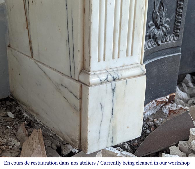 Louis XVI style mantel with rudentures in Paonazzo marble-4