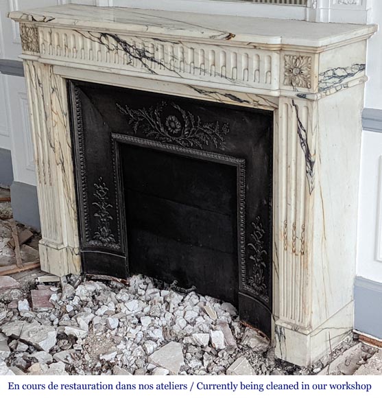Louis XVI style mantel with rudentures in Paonazzo marble-5