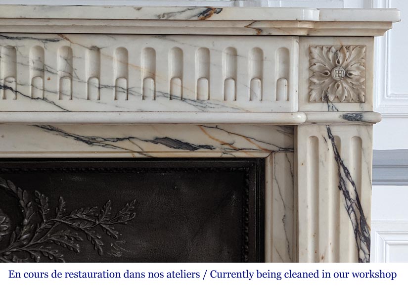 Louis XVI style mantel with rudentures in Paonazzo marble-6