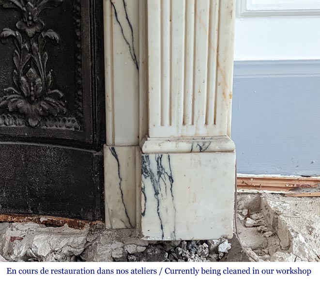 Louis XVI style mantel with rudentures in Paonazzo marble-7