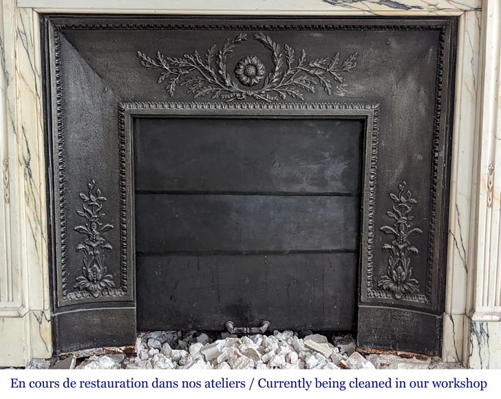 Louis XVI style mantel with rudentures in Paonazzo marble-8