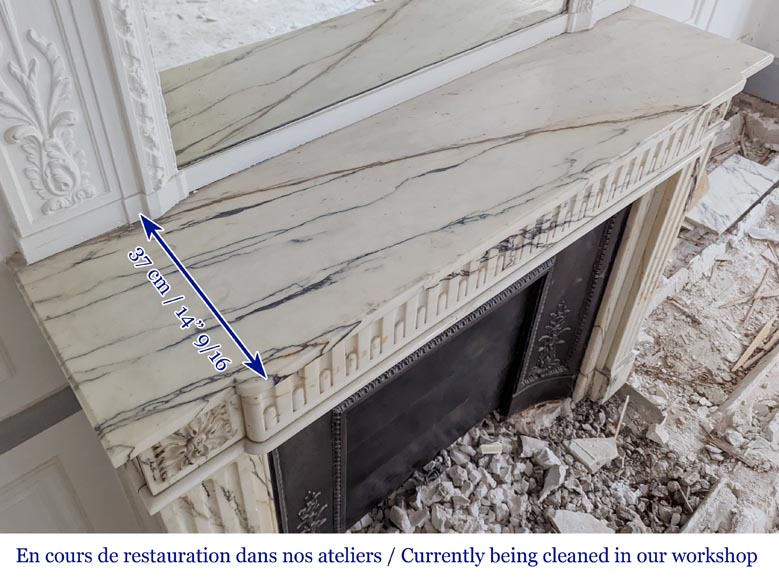 Louis XVI style mantel with rudentures in Paonazzo marble-9
