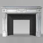 Beautiful Louis XVI style mantel with flowering vases in Carrara marble