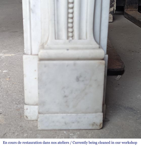 Beautiful Louis XVI style mantel with flowering vases in Carrara marble-12