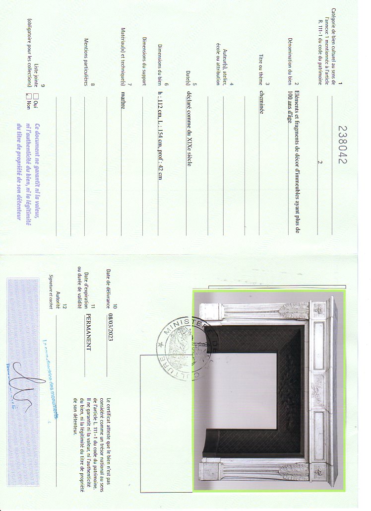 Export certificate