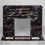 Important Art Deco mantel in Portor marble