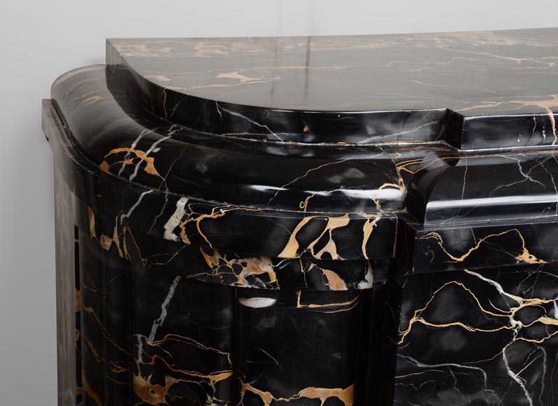 Important Art Deco mantel in Portor marble-4
