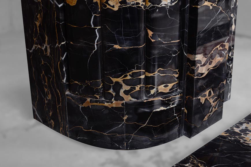 Important Art Deco mantel in Portor marble-7