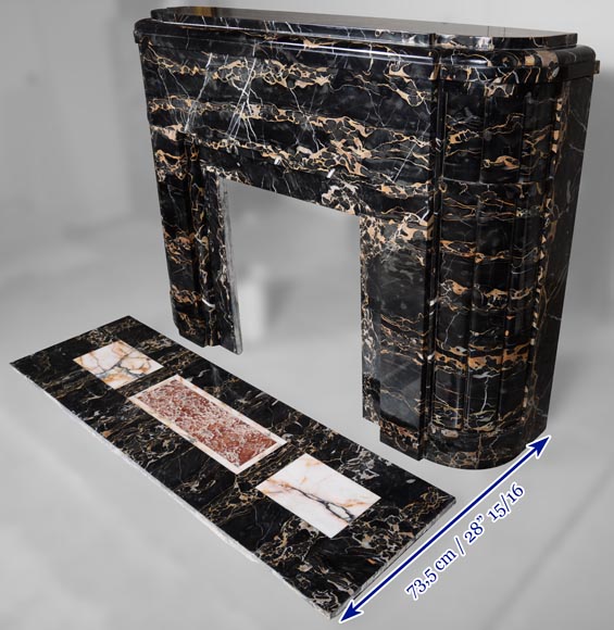 Important Art Deco mantel in Portor marble-8