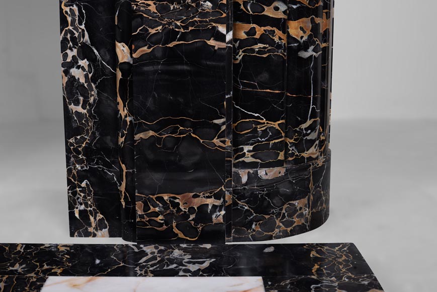 Important Art Deco mantel in Portor marble-10