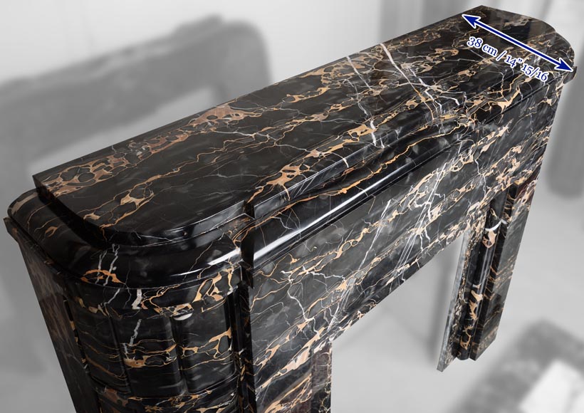 Important Art Deco mantel in Portor marble-13