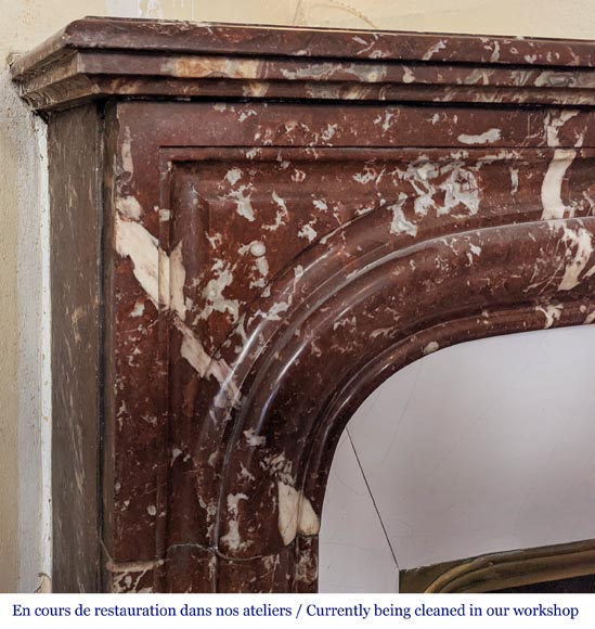 Louis XIV style mantel in Red marble from the North-3