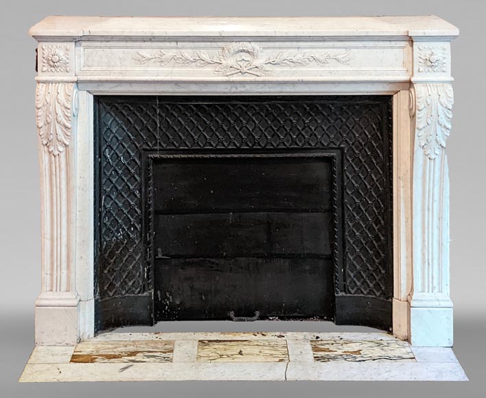 Louis XVI style mantel in Carrara marble-0