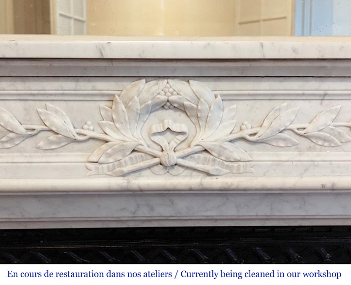 Louis XVI style mantel in Carrara marble-1