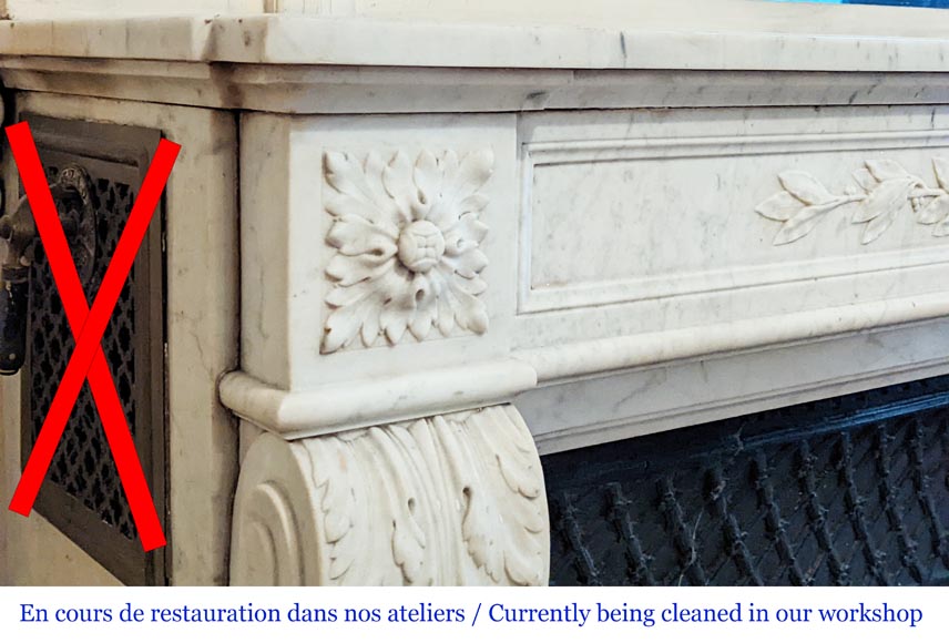 Louis XVI style mantel in Carrara marble-4