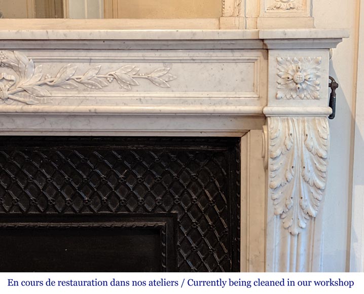 Louis XVI style mantel in Carrara marble-7