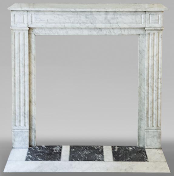 Antique Louis XVI style mantel in Carrara marble-0