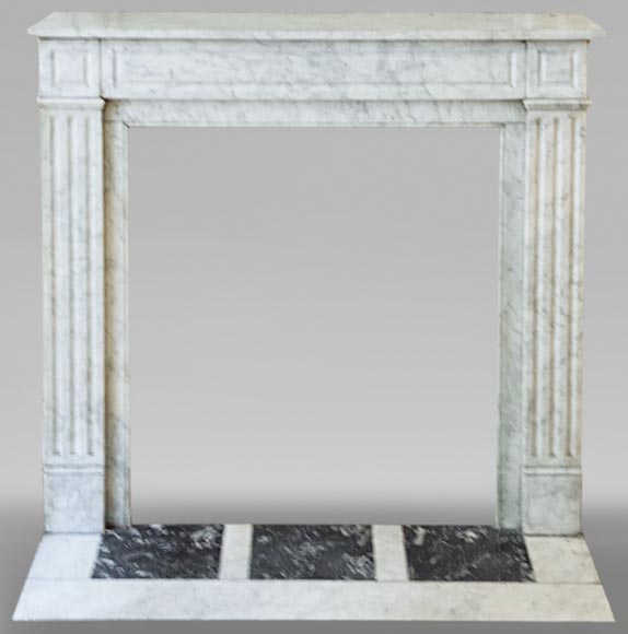 Antique Louis XVI style mantel in Carrara marble-0