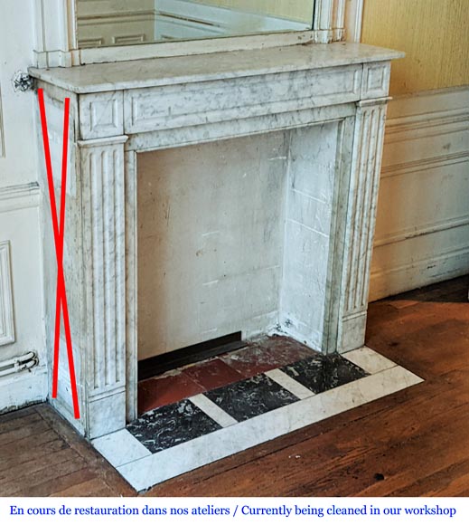 Antique Louis XVI style mantel in Carrara marble-2