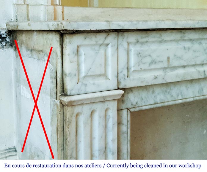 Antique Louis XVI style mantel in Carrara marble-3