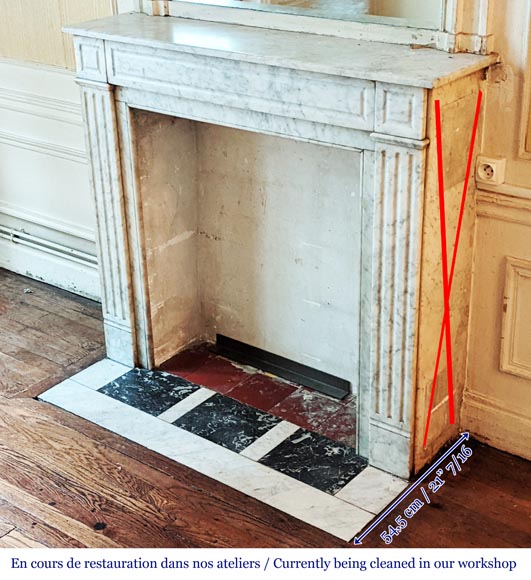 Antique Louis XVI style mantel in Carrara marble-5