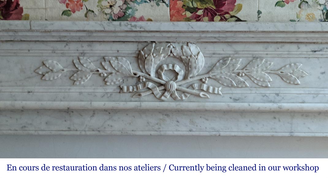 Antique Louis XVI style mantel made of Carrara marble-1