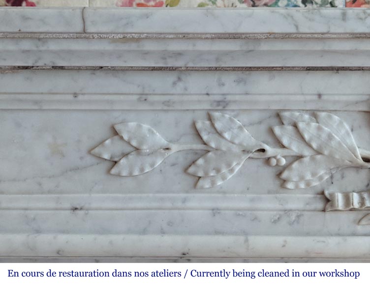 Antique Louis XVI style mantel made of Carrara marble-3