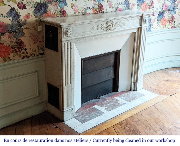 Antique Louis XVI style mantel made of Carrara marble-4