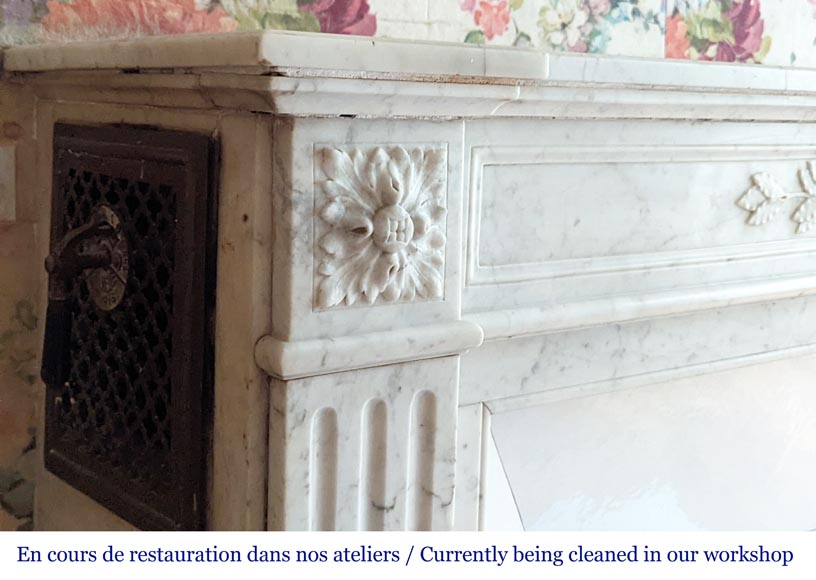 Antique Louis XVI style mantel made of Carrara marble-5
