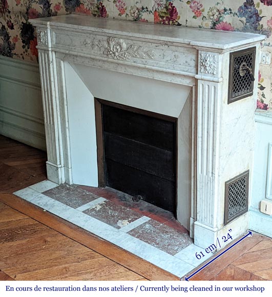 Antique Louis XVI style mantel made of Carrara marble-7