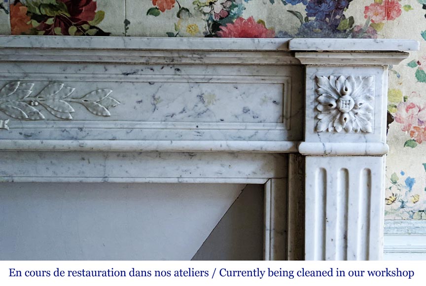 Antique Louis XVI style mantel made of Carrara marble-8