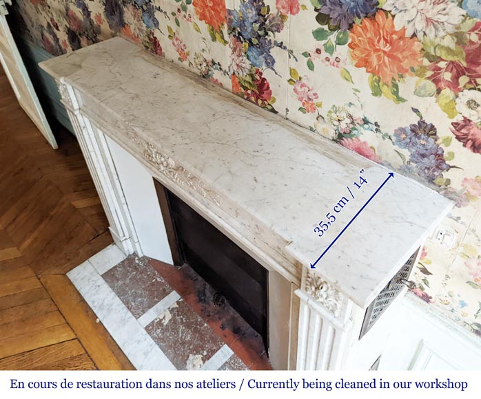 Antique Louis XVI style mantel made of Carrara marble-11