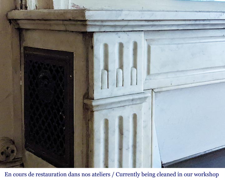 Small Louis XVI style fireplace in Carrara marble-4