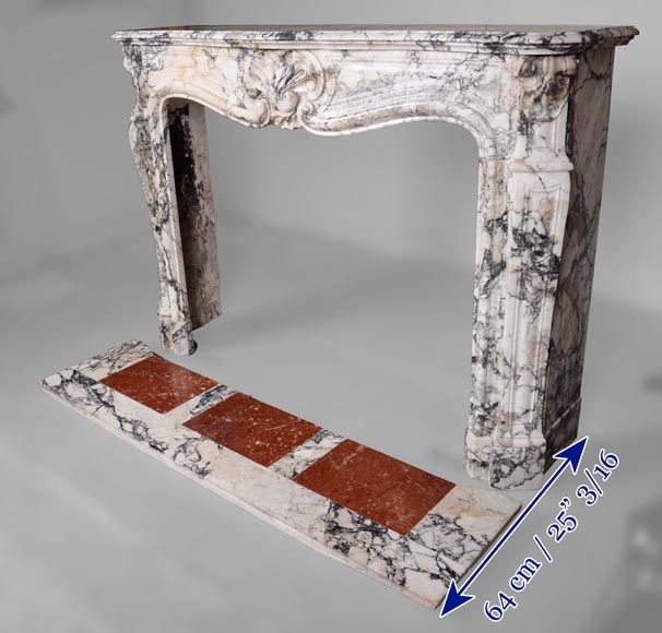 Louis XVI style mantel with spiral carved shell in Sarravenza marble-7