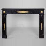 Empire period mantel in belgian petit granit with bronzes on the theme of the death of Archimedes