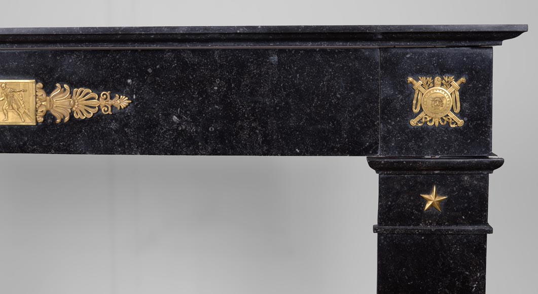 Empire period mantel in belgian petit granit with bronzes on the theme of the death of Archimedes-12