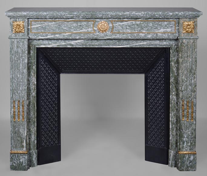 Louis XVI style mantel in green Estours marble-0