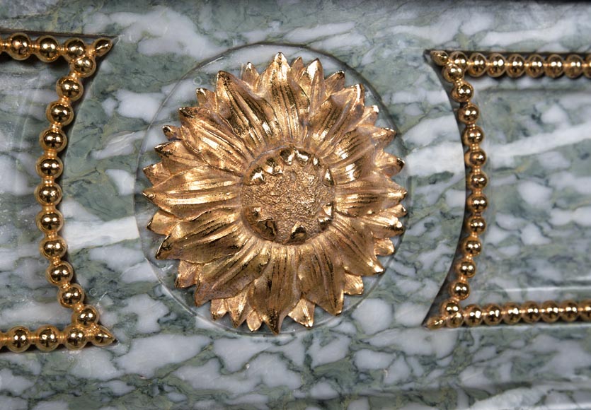 Louis XVI style mantel in green Estours marble-2