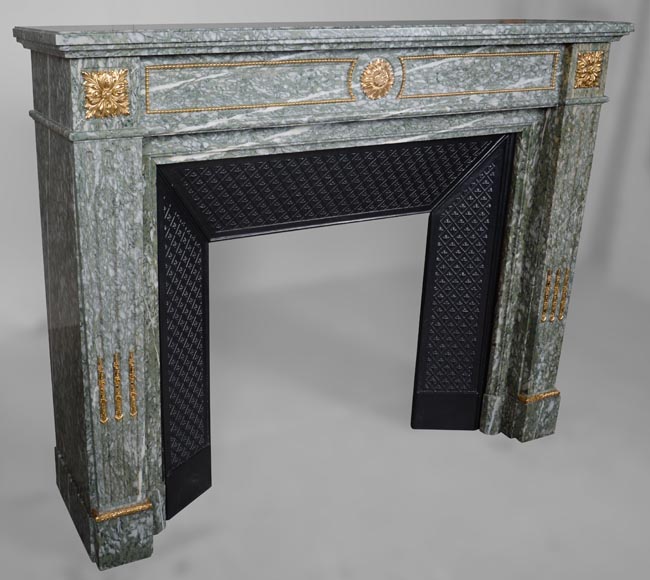 Louis XVI style mantel in green Estours marble-3