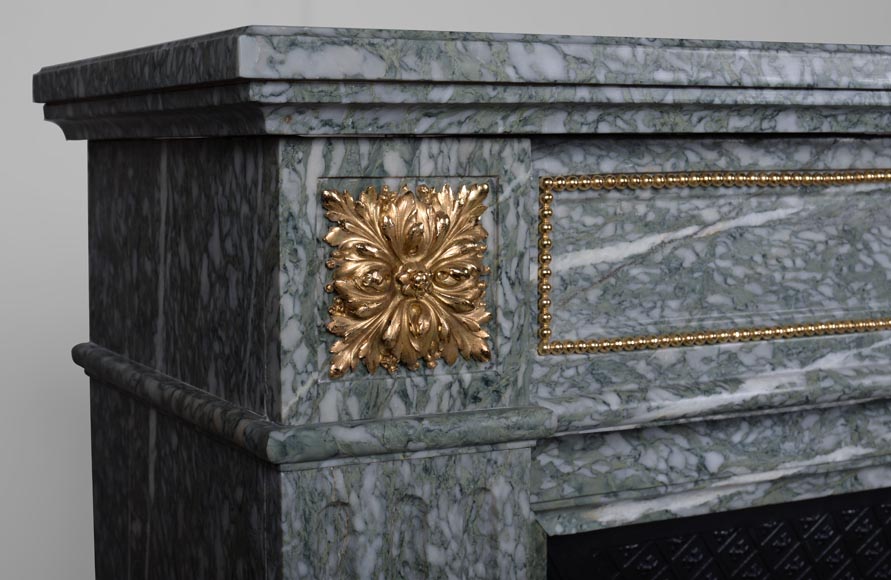 Louis XVI style mantel in green Estours marble-4