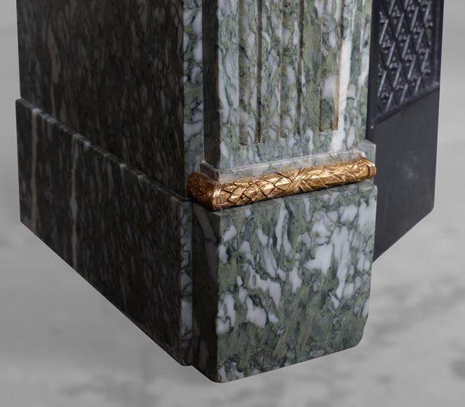 Louis XVI style mantel in green Estours marble-7